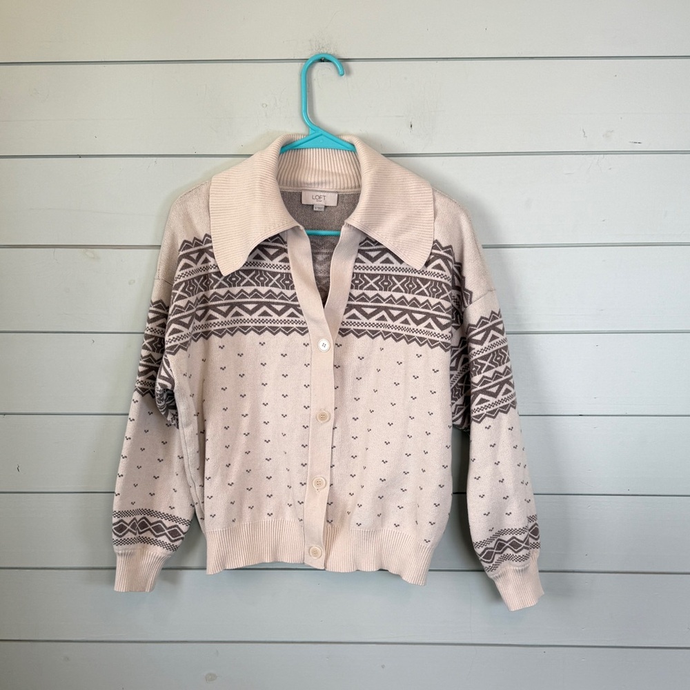 Loft outlet sweater cardigan cream women's size medium‎